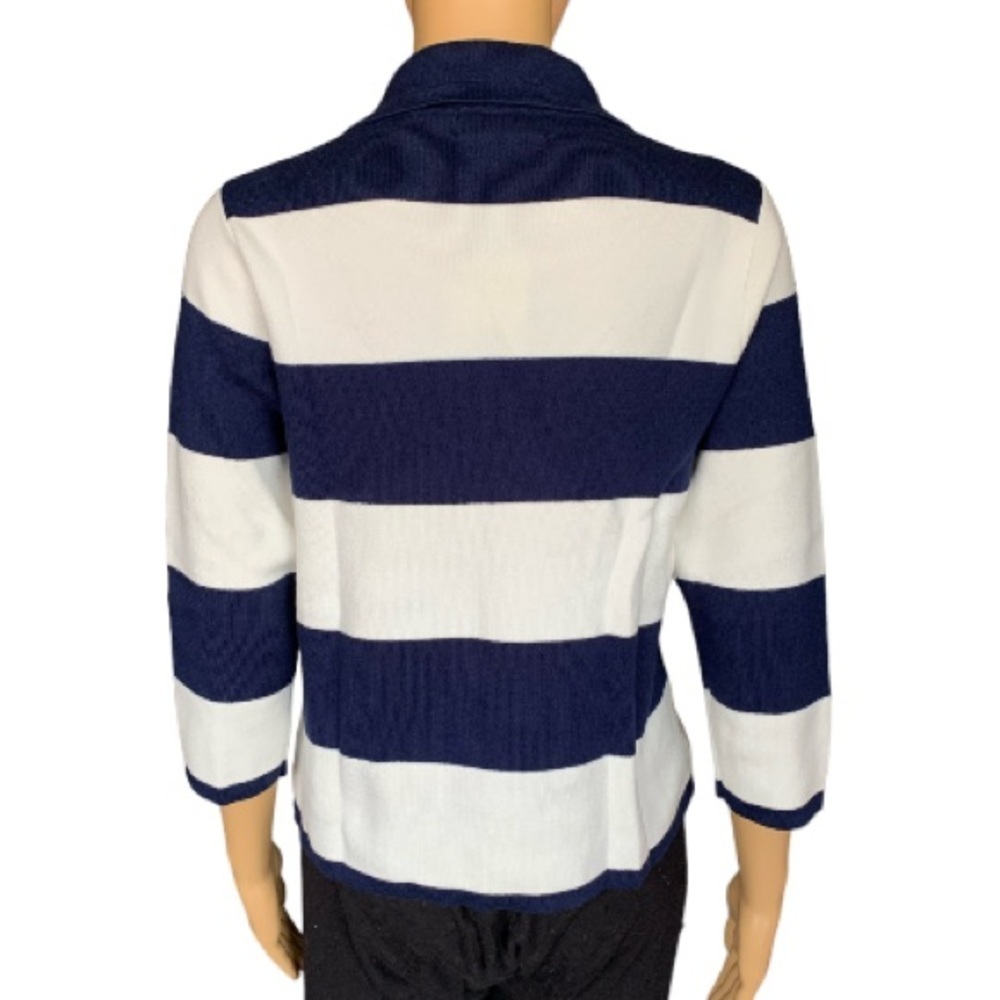 LANDSEND Wm 3Q Sleeve Sweater Jacket Supima Cotton/Fine Gauge/Double Breasted - Picture 3 of 9